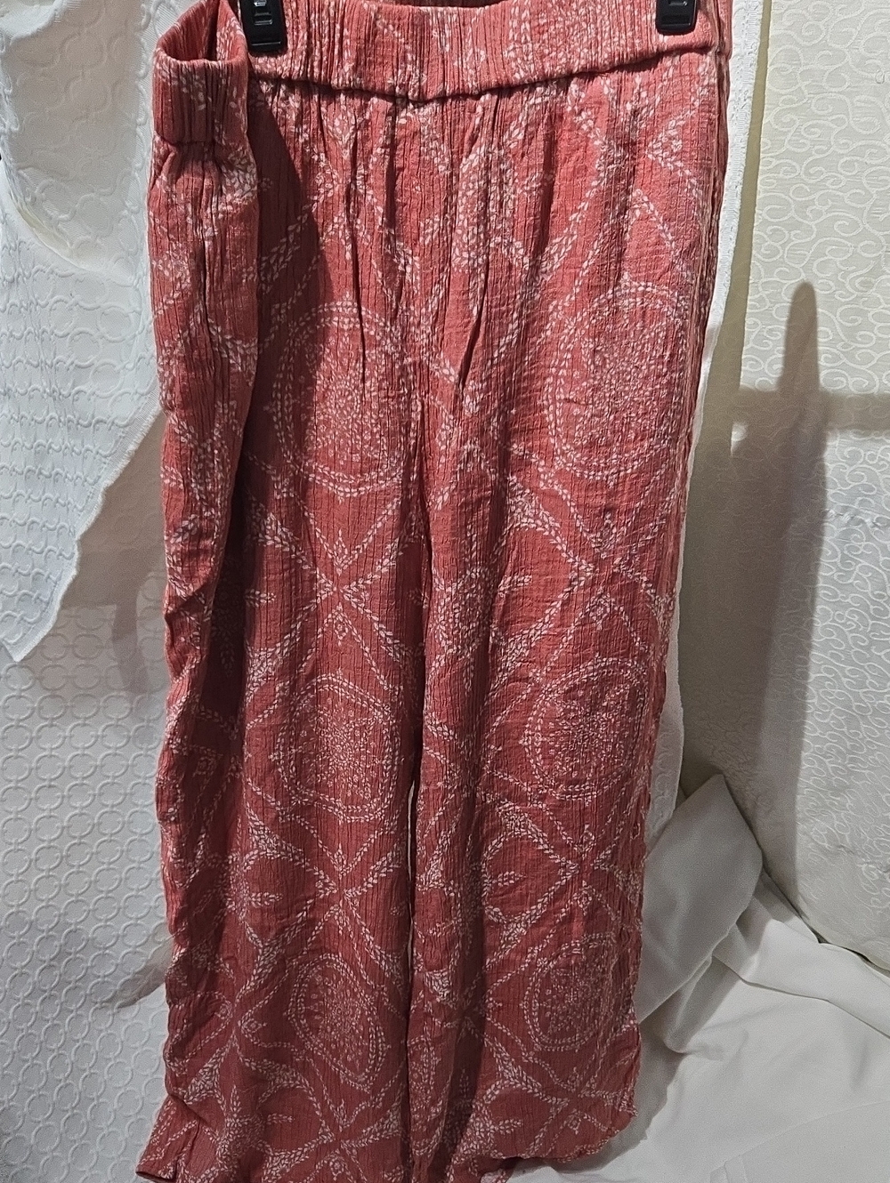 Wonderly Rust Red Wide-Leg Printed Lined Pants